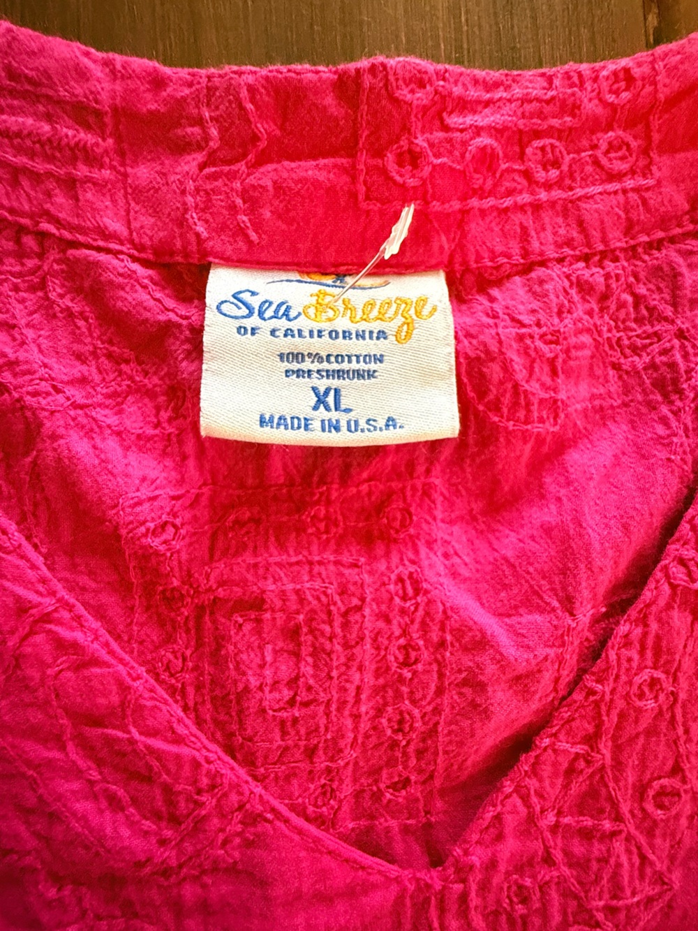 Sea Breeze California Hot Pink Crinkle Swim Cover Up Textured Beach USA Made - Picture 6 of 9